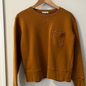 Alex Mill Women Crewneck Sweatshirt Cotton Pocket Mustard Yellow Size Small
